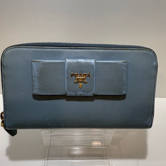 Prada Light Blue Bow Wallet - Picture 1 of 7